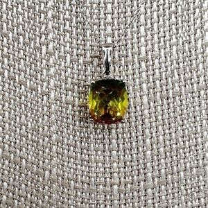 Green Mystic Gemstone with 21” silver chain necklace